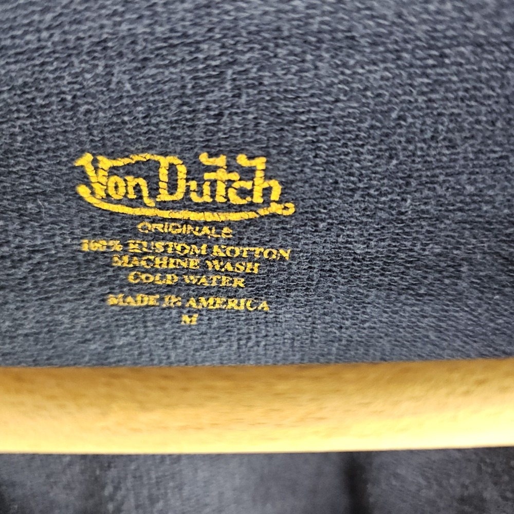 Von Dutch Flying Eye Wings Full Zip Navy Sweatshirt Size Mens Medium Made USA - Picture 5 of 8